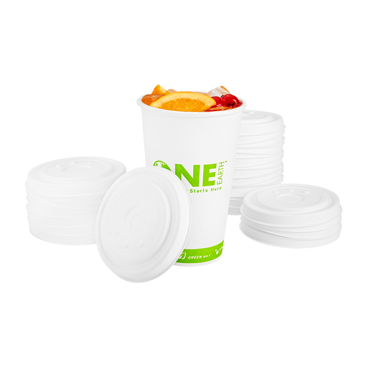 Karat Earth Compostable Fiber Paper Flat lid for 12-22 oz Paper Cold Cup (90mm) - 1,000 pcs