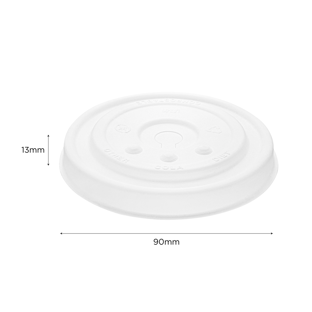Karat Earth Compostable Fiber Paper Flat lid for 12-22 oz Paper Cold Cup (90mm) - 1,000 pcs
