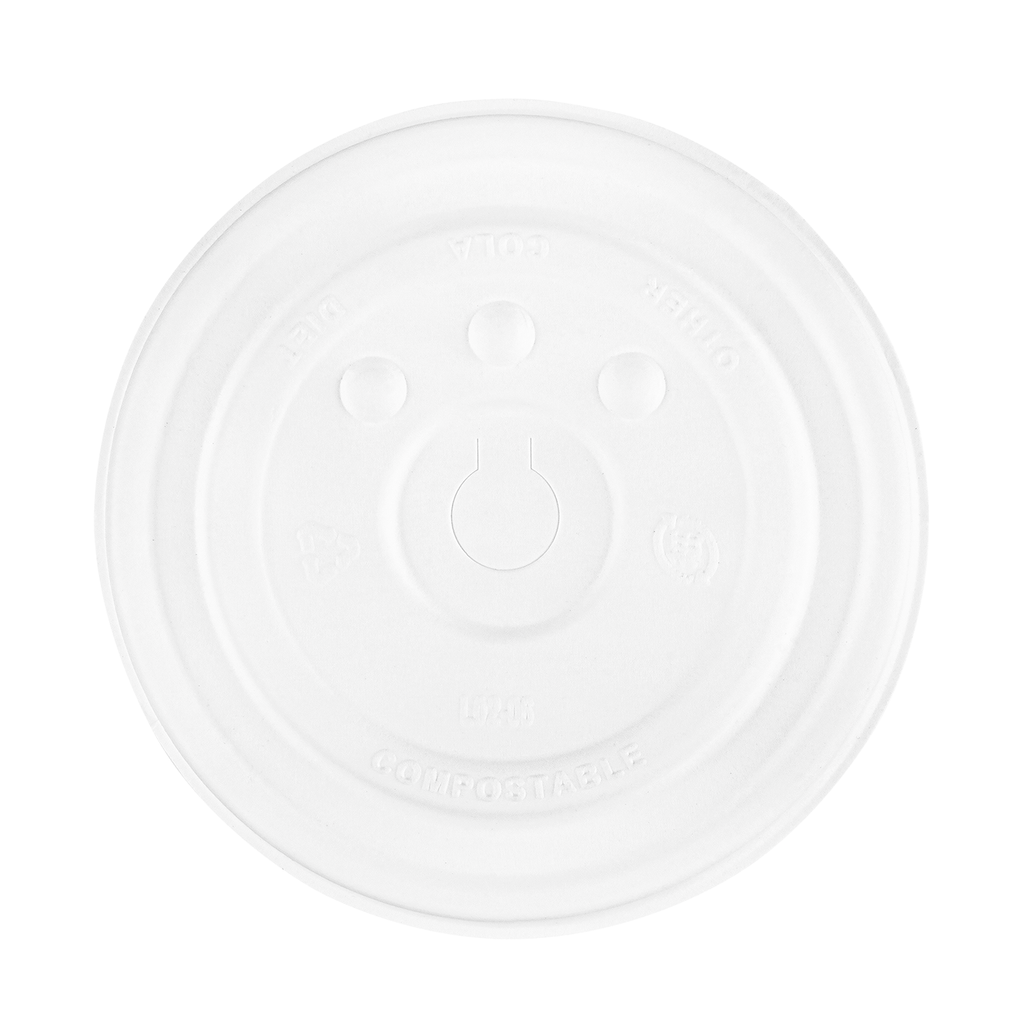 Karat Earth Compostable Fiber Paper Flat lid for 12-22 oz Paper Cold Cup (90mm) - 1,000 pcs