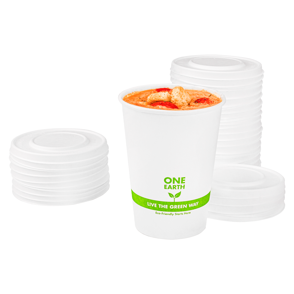 Karat Earth 114.6mm Compostable Fiber Paper Flat lid for 12-16 oz Paper Food Container & 24-32 oz Gourmet Food Container - 500 pcs
