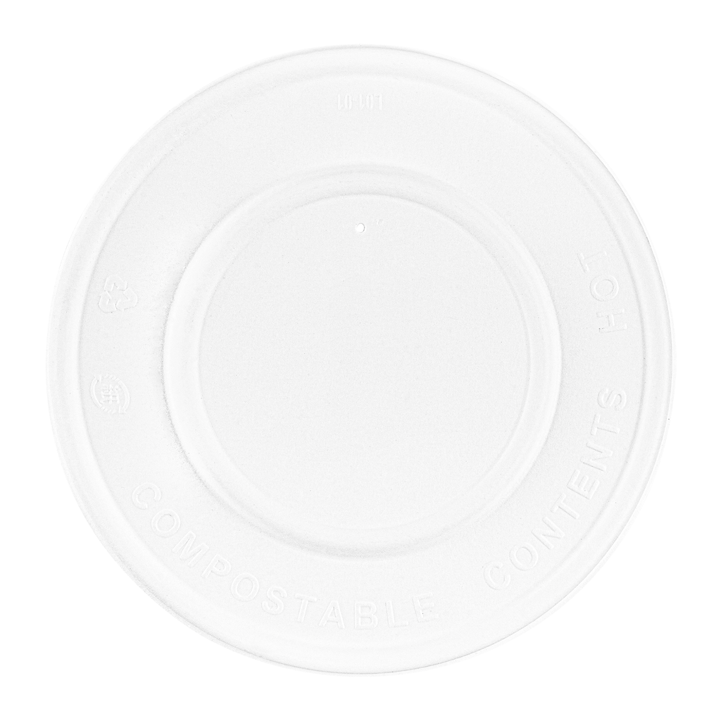 Karat Earth 114.6mm Compostable Fiber Paper Flat lid for 12-16 oz Paper Food Container & 24-32 oz Gourmet Food Container - 500 pcs