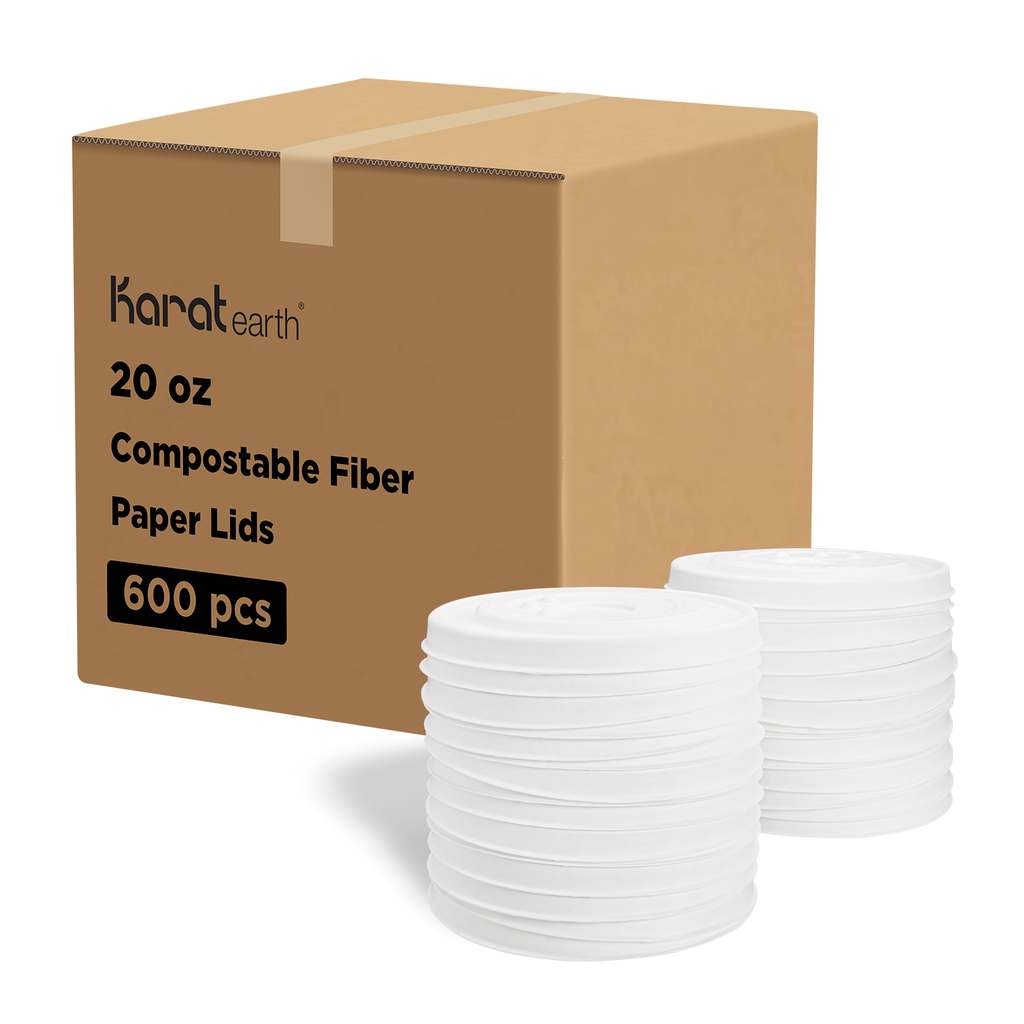 Karat Earth 127mm Compostable Fiber Paper Flat lid for 20 oz Paper Food Container - 600 pcs