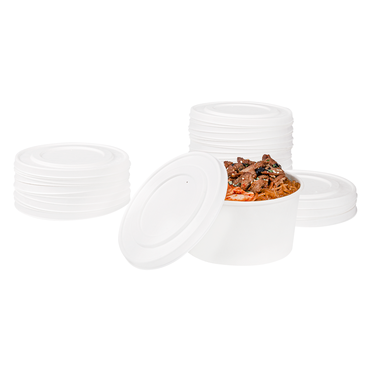 Karat Earth 142mm Compostable Fiber Paper Flat lid for 24-32 oz Paper Food Container - 600 pcs