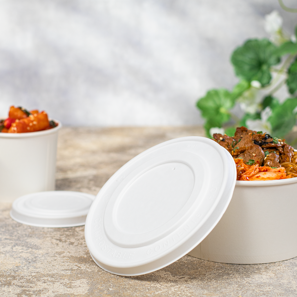 Karat Earth 142mm Compostable Fiber Paper Flat lid for 24-32 oz Paper Food Container - 600 pcs