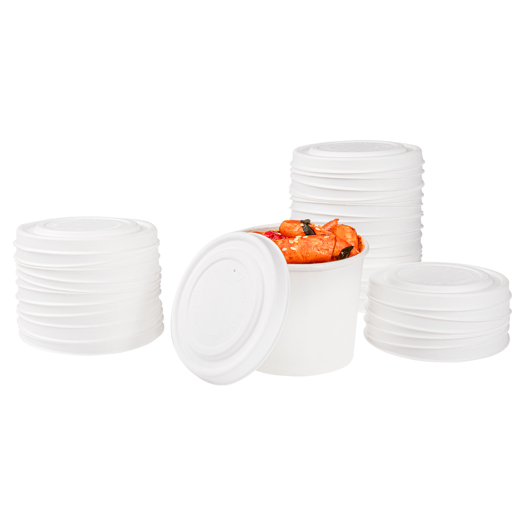 Karat Earth 90.8mm Compostable Fiber Paper Flat lid for 6-10oz Paper Food Container - 1,000 pcs