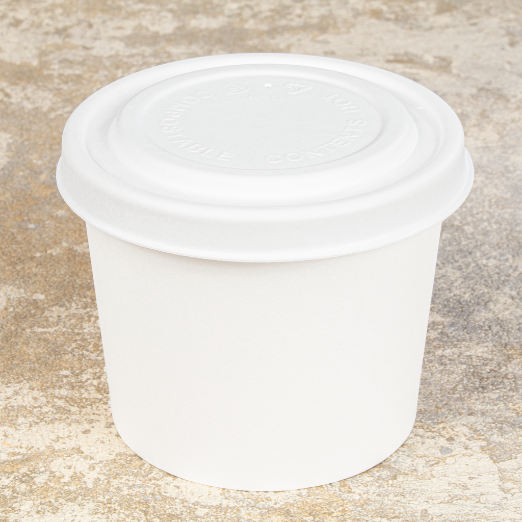 Karat Earth 90.8mm Compostable Fiber Paper Flat lid for 6-10oz Paper Food Container - 1,000 pcs