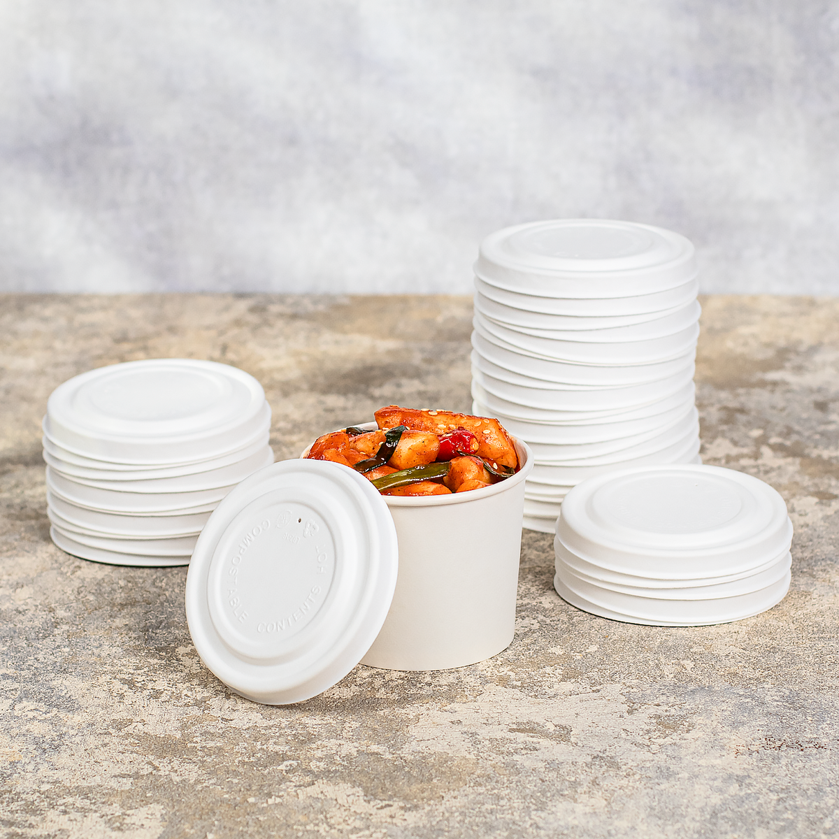 Karat Earth 90.8mm Compostable Fiber Paper Flat lid for 6-10oz Paper Food Container - 1,000 pcs