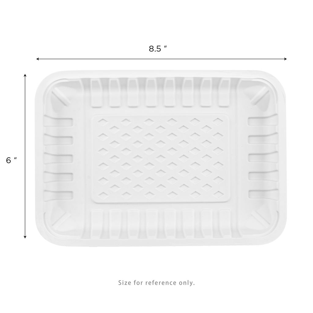 Karat Earth 8.5”x6” Mineral Filled PP Meat Tray, Rectangular, White - 500 pcs