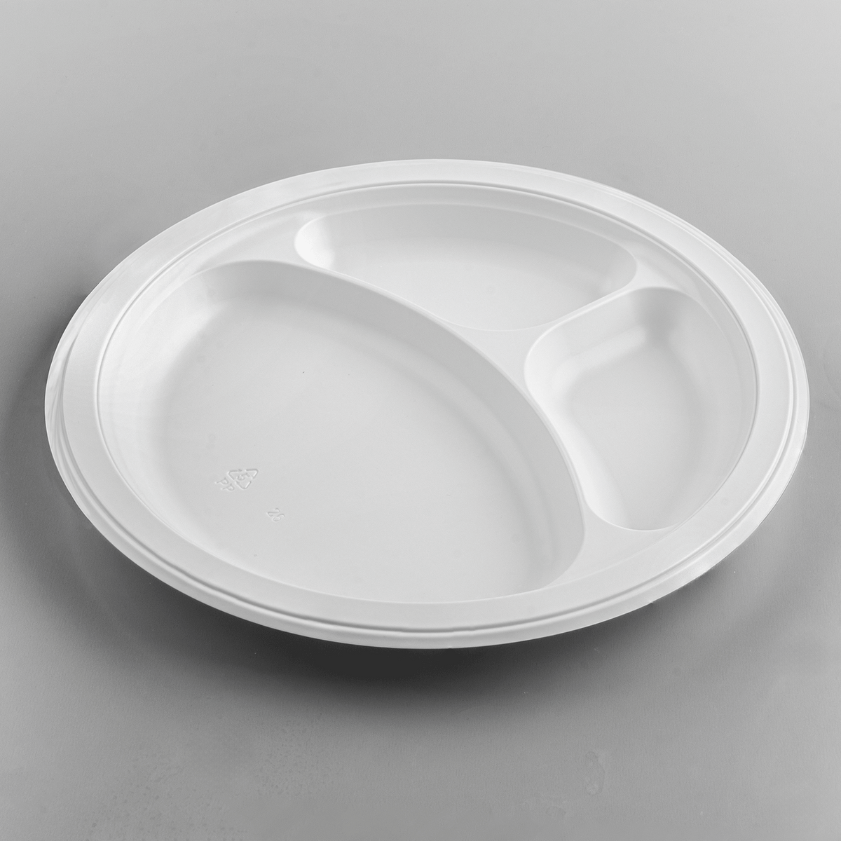 Karat Earth 3 Compartments, 9" Mineral Filled PP Round Plates, White - 500 pcs