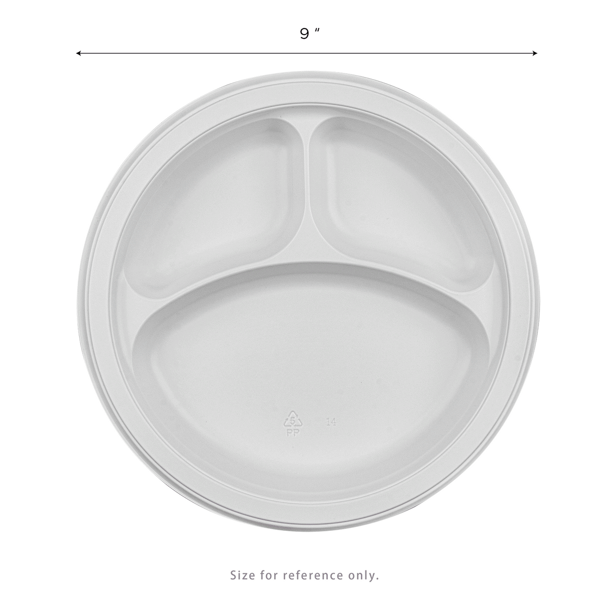 Karat Earth 3 Compartments, 9" Mineral Filled PP Round Plates, White - 500 pcs