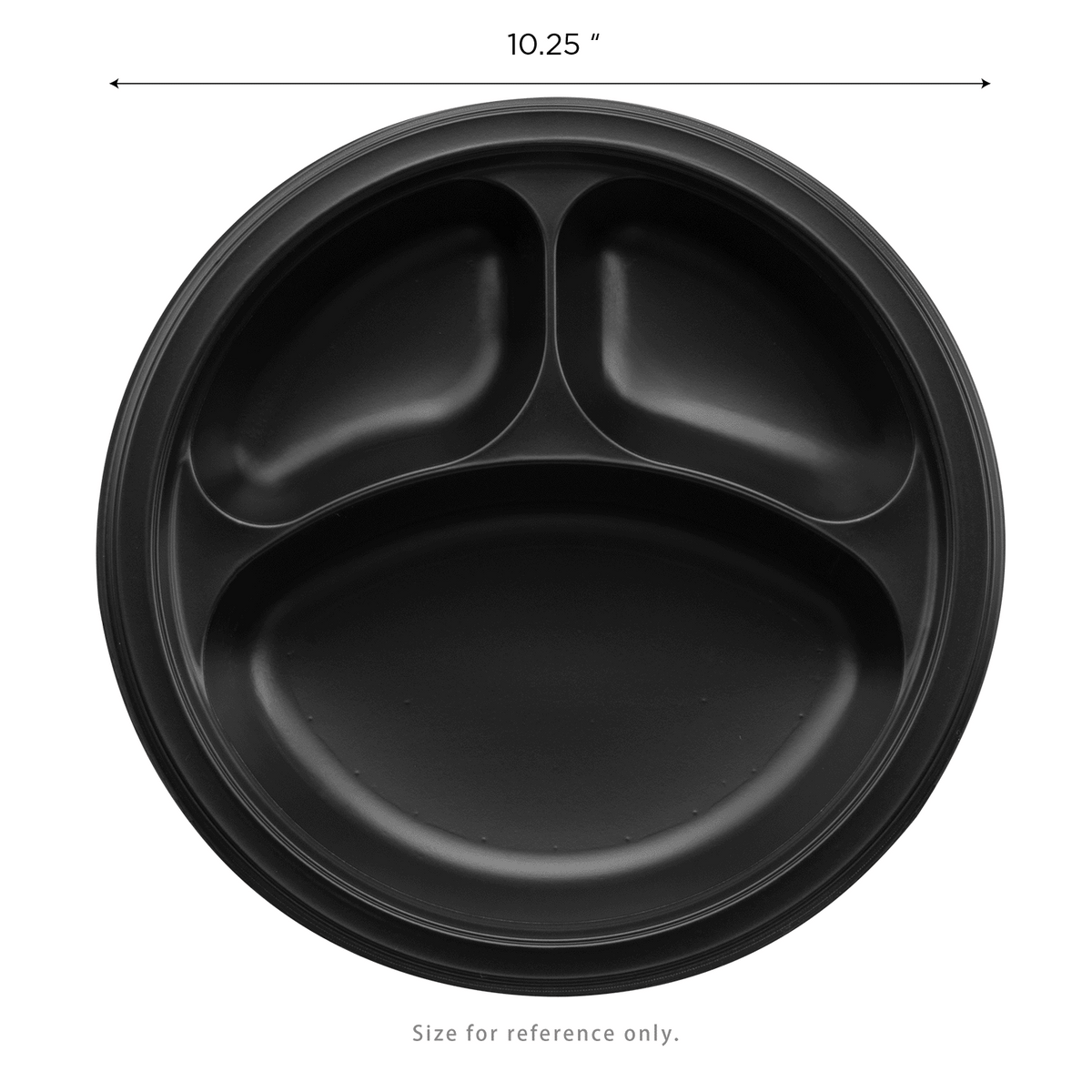 Karat Earth 3 Compartments, 10.25" Mineral Filled PP Round Plates, Black - 500 pcs