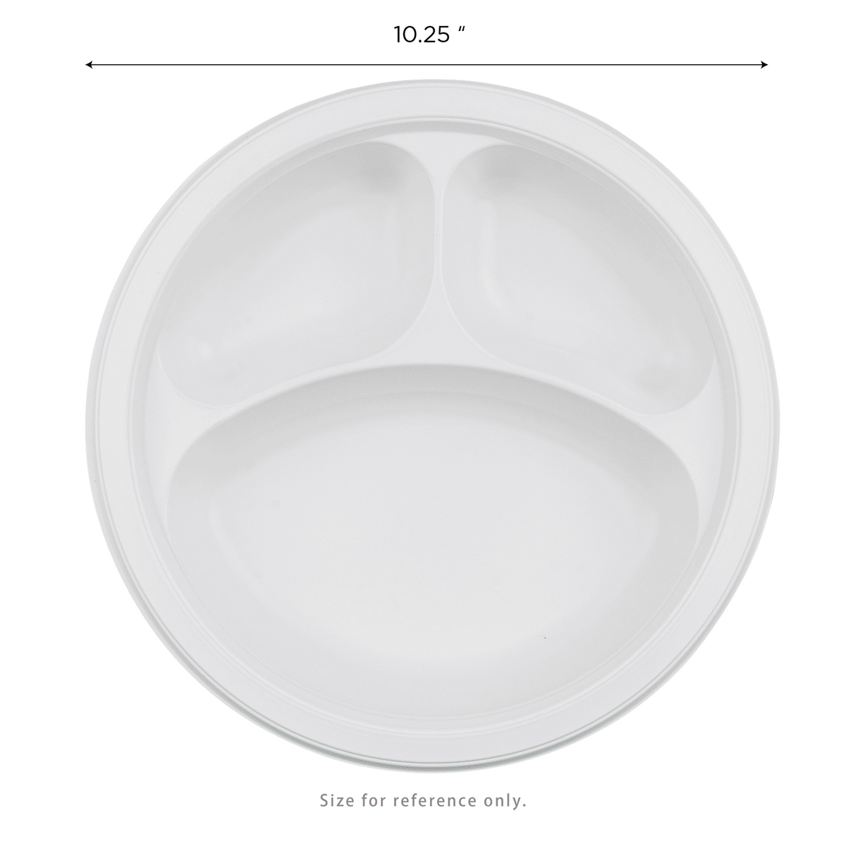 Karat Earth 3 Compartments, 10.25" Mineral Filled PP Round Plates, White - 500 pcs