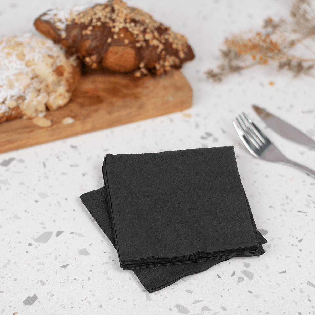 [4,000 ct] 9.5" x9.5" Beverage Napkins, Black