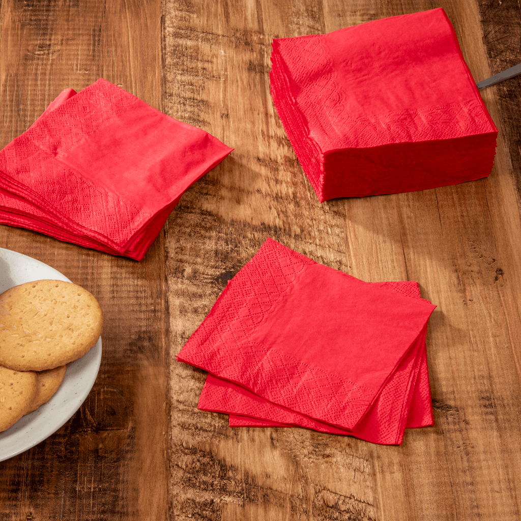 [1,000 ct] 9.5" x9.5" Beverage Napkins, Red