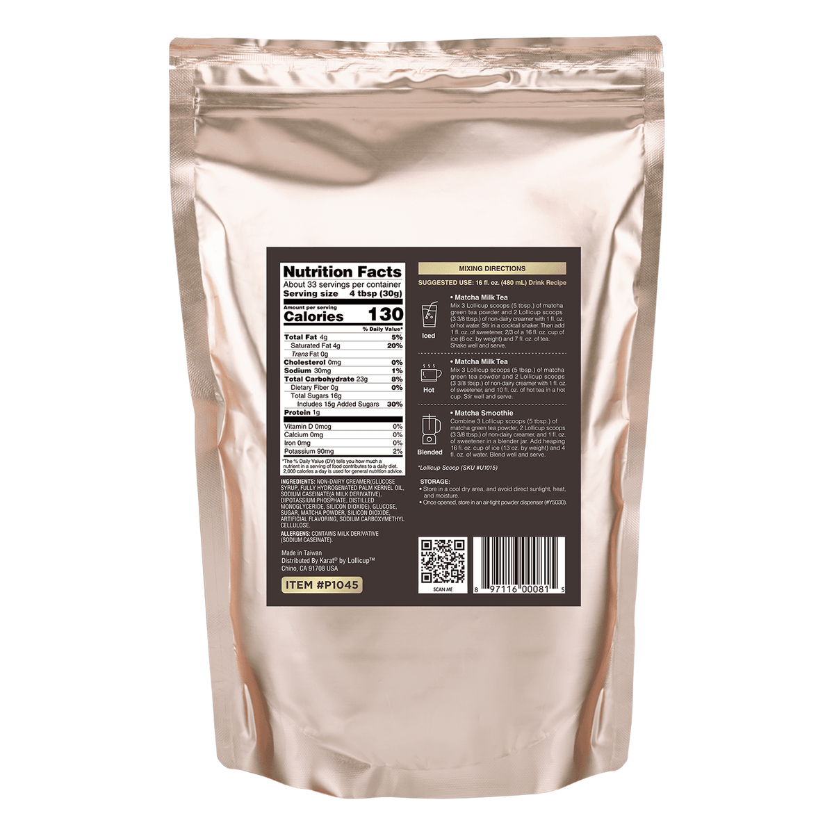 Matcha Green Tea Powder - Bag (2.2 lbs)