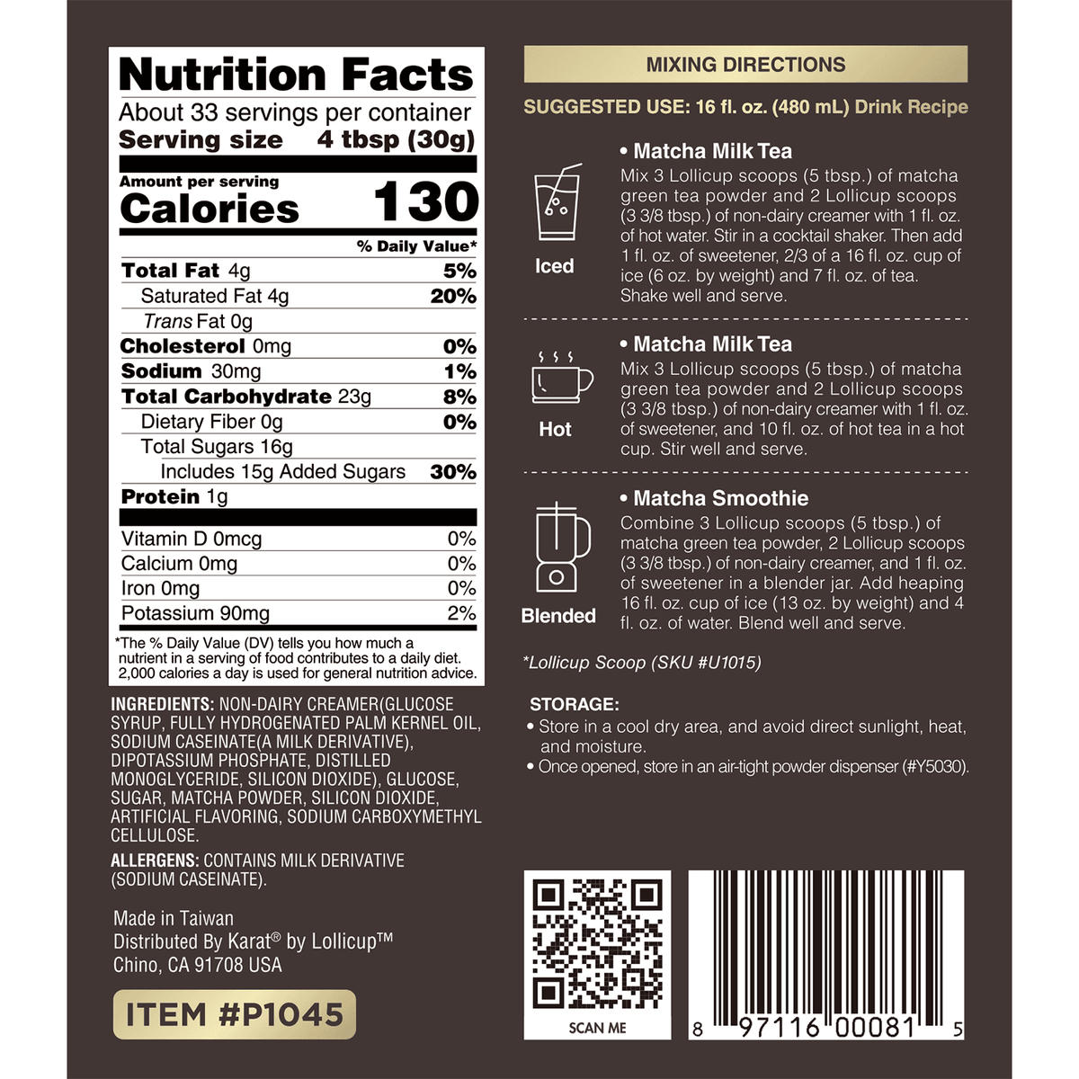 Matcha Green Tea Powder - Bag (2.2 lbs)
