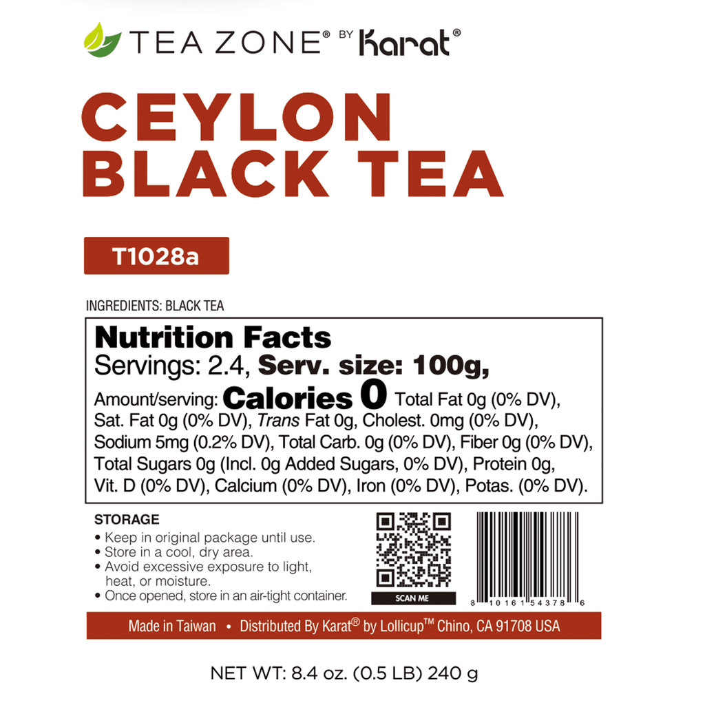Tea Zone Ceylon Black Tea Leaves - Case of 25 bags
