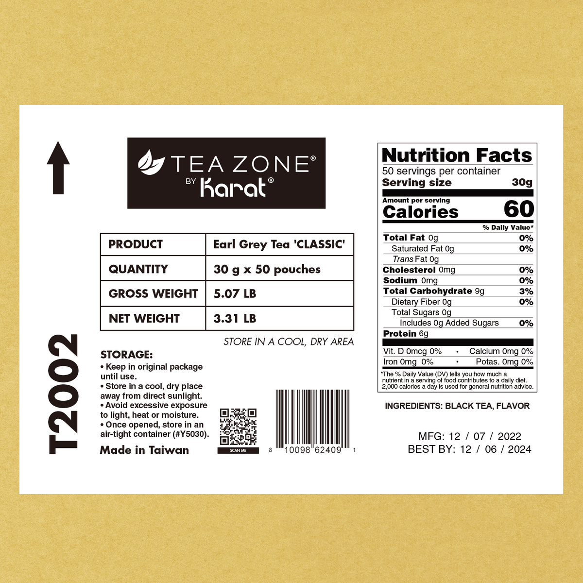 Classic Earl Grey Tea - Case of 50 bags