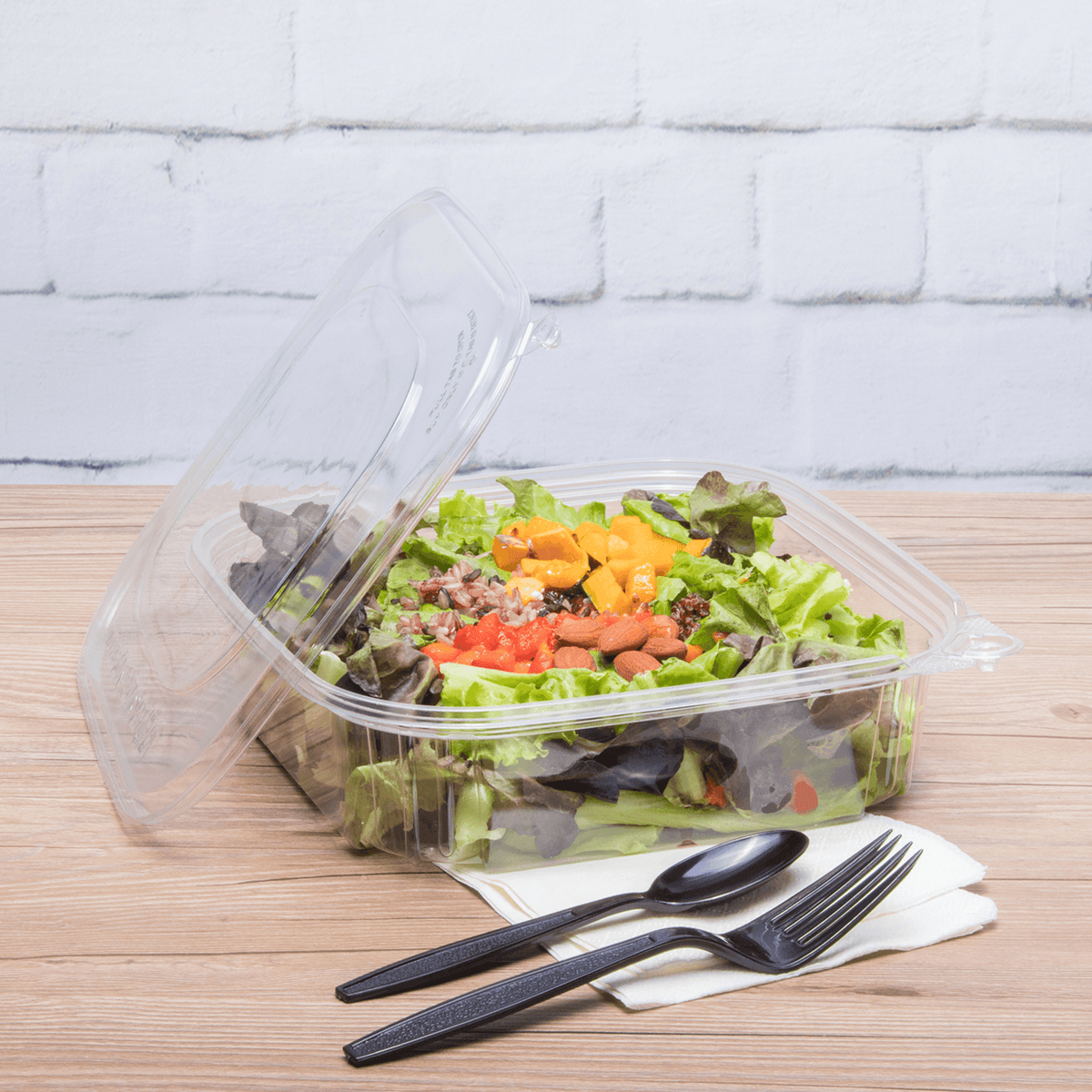 [120 sets] 48 oz PET Tamper Resistant Deli Containers with Flat Lid