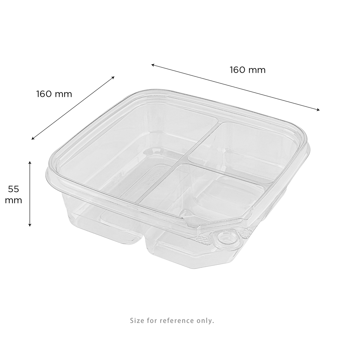 [300 ct] PET Tamper Resistant Grab N' Go Container, 3-Compartment