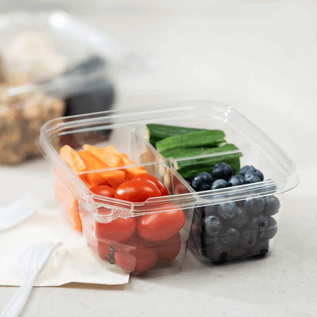 [300 ct] PET Tamper Resistant Grab N' Go Container, 4-Compartment