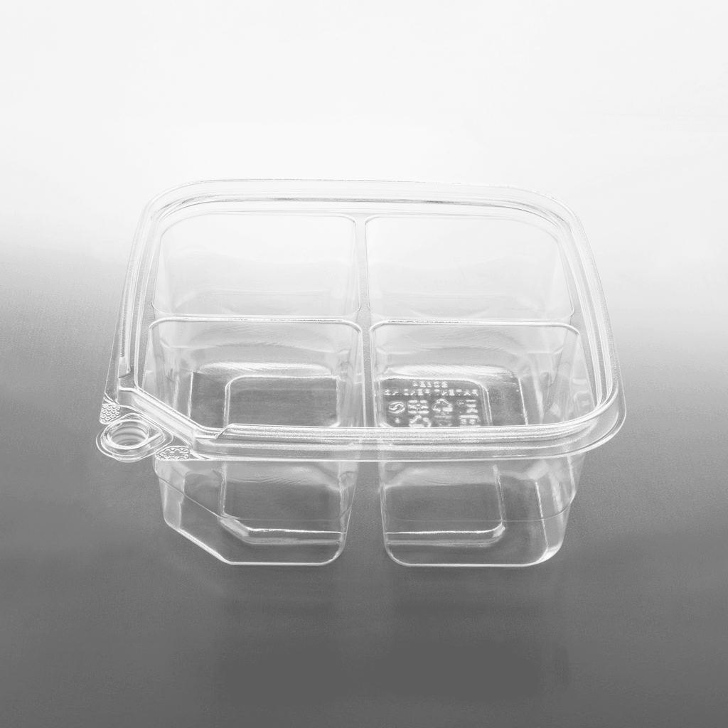 [300 ct] PET Tamper Resistant Grab N' Go Container, 4-Compartment