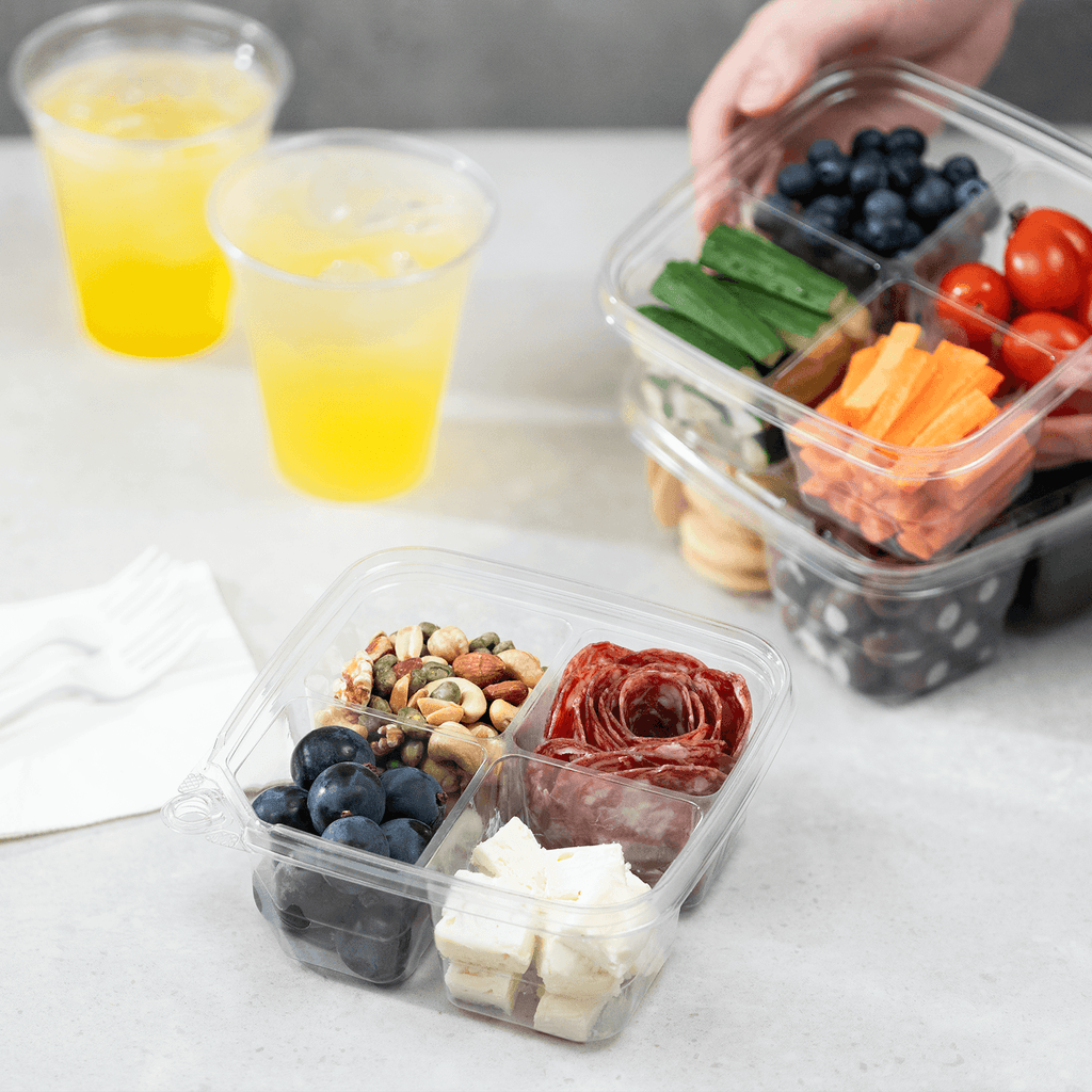 [300 ct] PET Tamper Resistant Grab N' Go Container, 4-Compartment