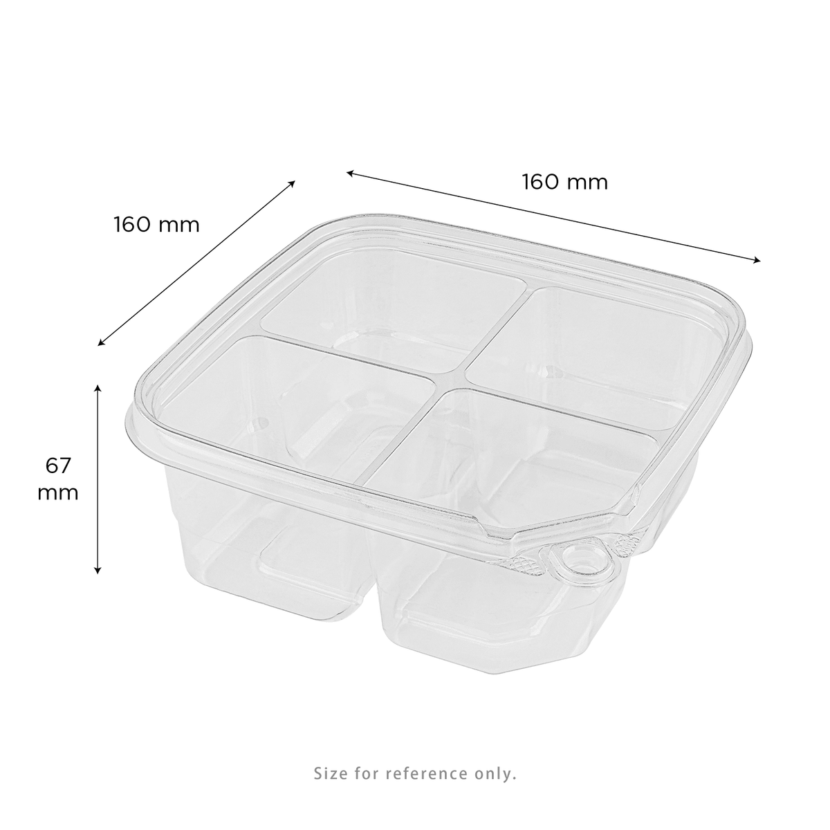 [300 ct] PET Tamper Resistant Grab N' Go Container, 4-Compartment