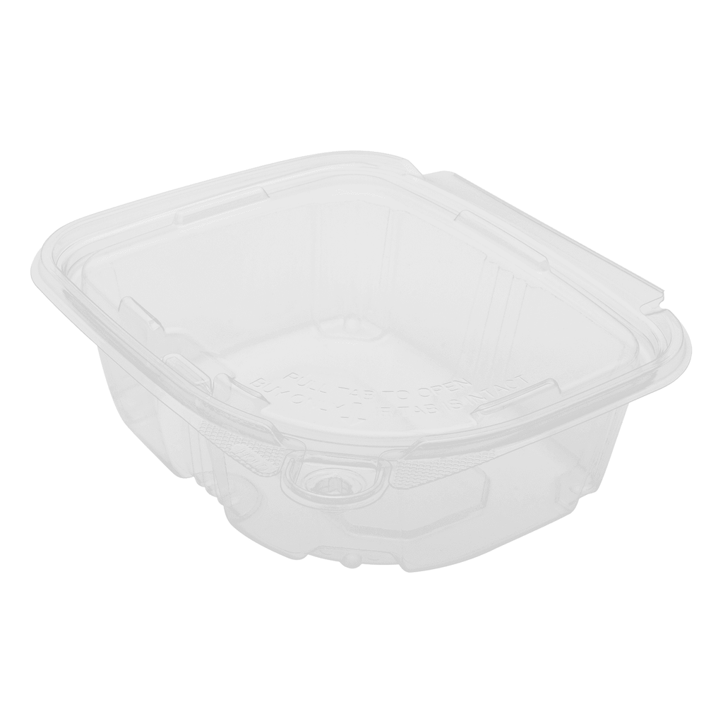 [200 ct] 12 oz PET Plastic Tamper Resistant Hinged Deli Containers with Lid