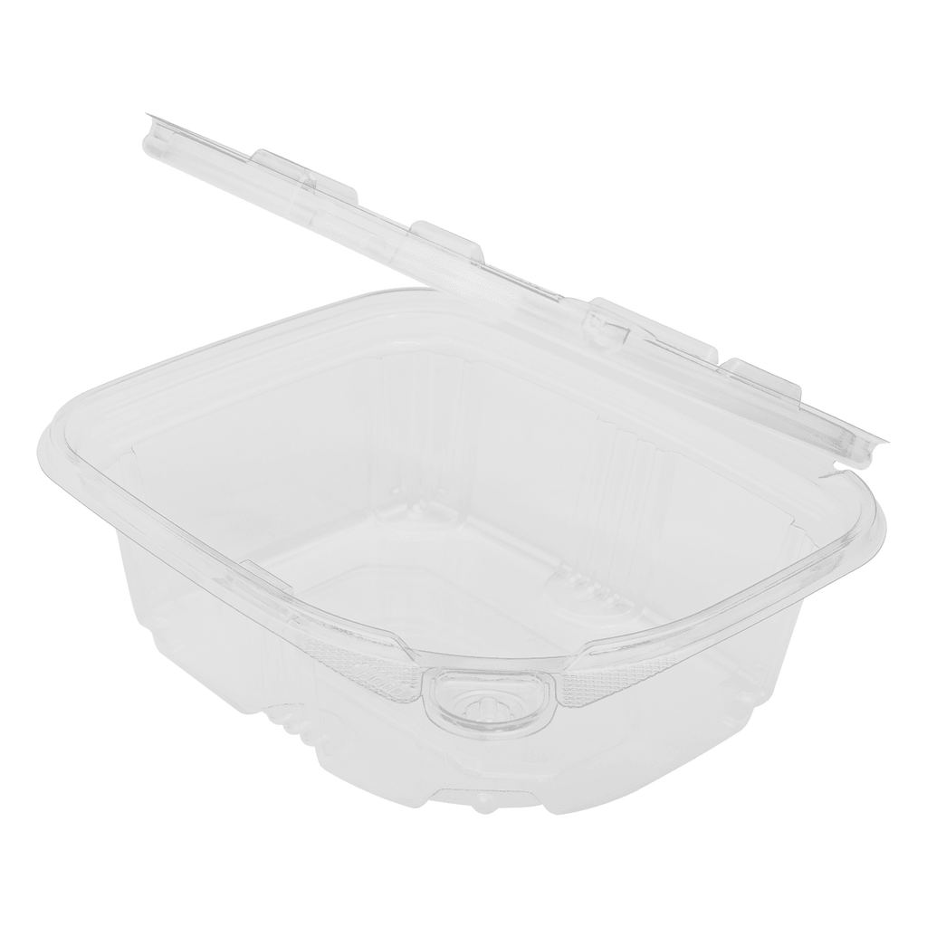 [200 ct] 12 oz PET Plastic Tamper Resistant Hinged Deli Containers with Lid