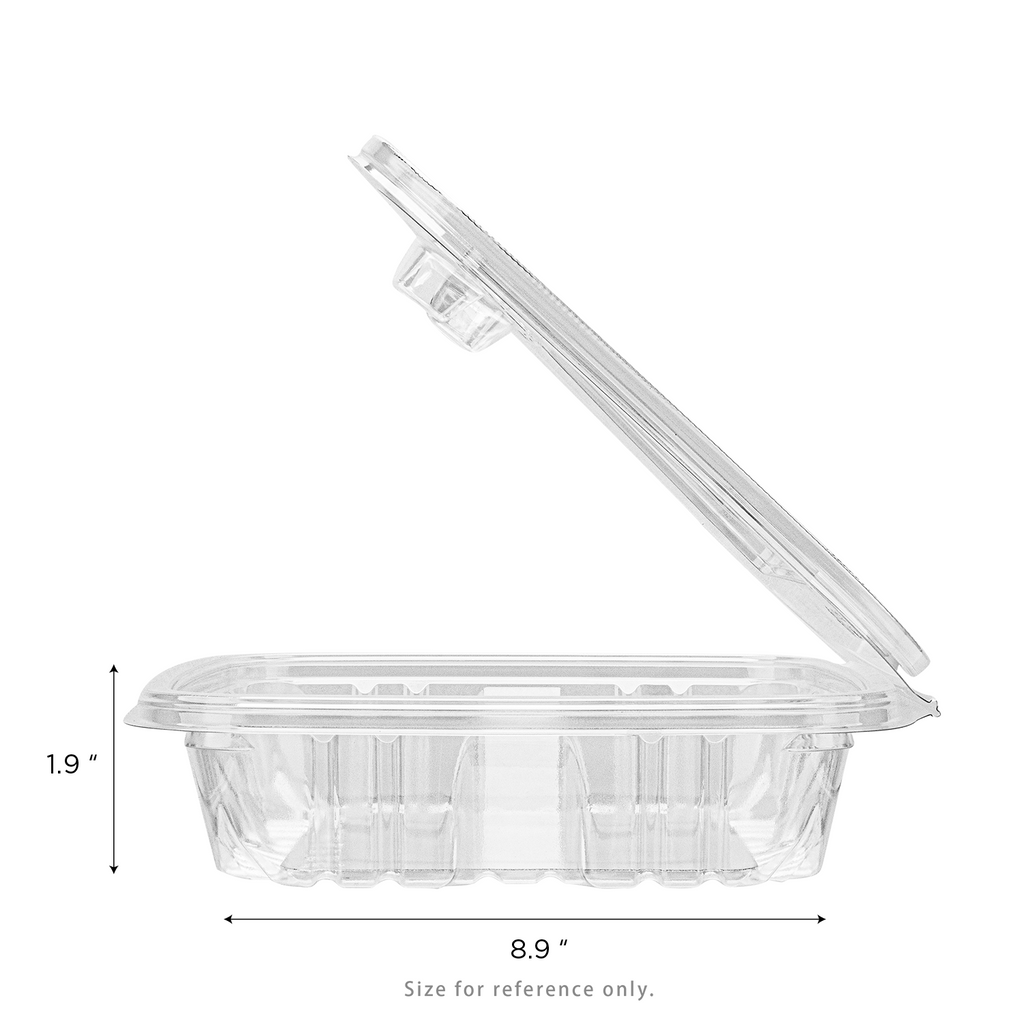 [150 sets] 36 oz PET Tamper Resistant Hinged Deli Containers w/Flat Lid, Rectangular