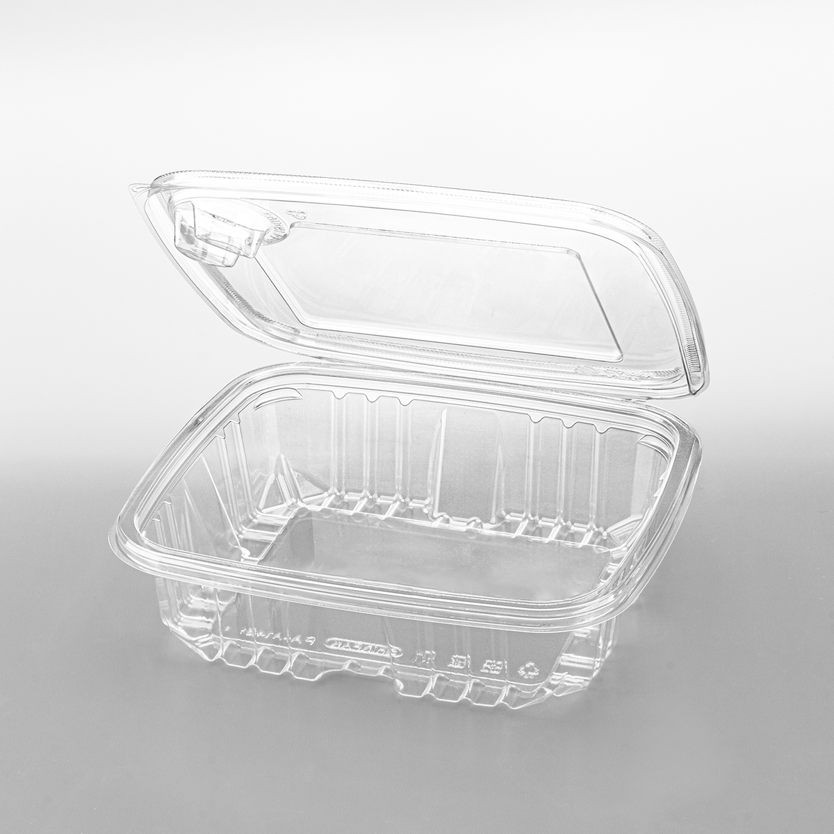 [150 sets] 48 oz PET Tamper Resistant Hinged Deli Containers w/Flat Lid, Rectangular