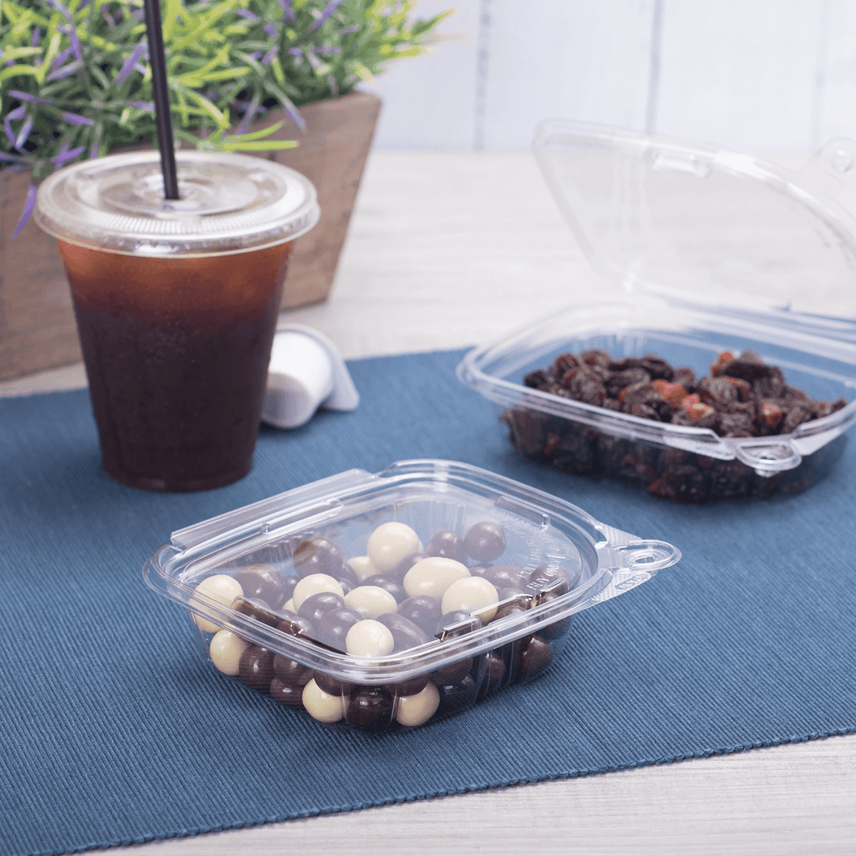[200 sets] 8 oz PET Plastic Tamper Resistant Hinged Deli Containers with Lid
