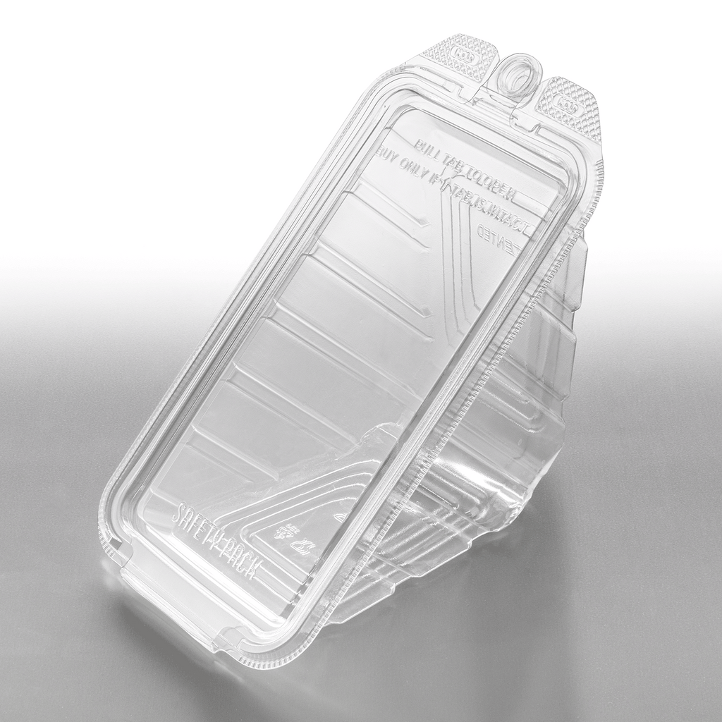 [200 ct] 17oz PET Tamper Resistant Hinged Sandwich Wedge Container, Clear