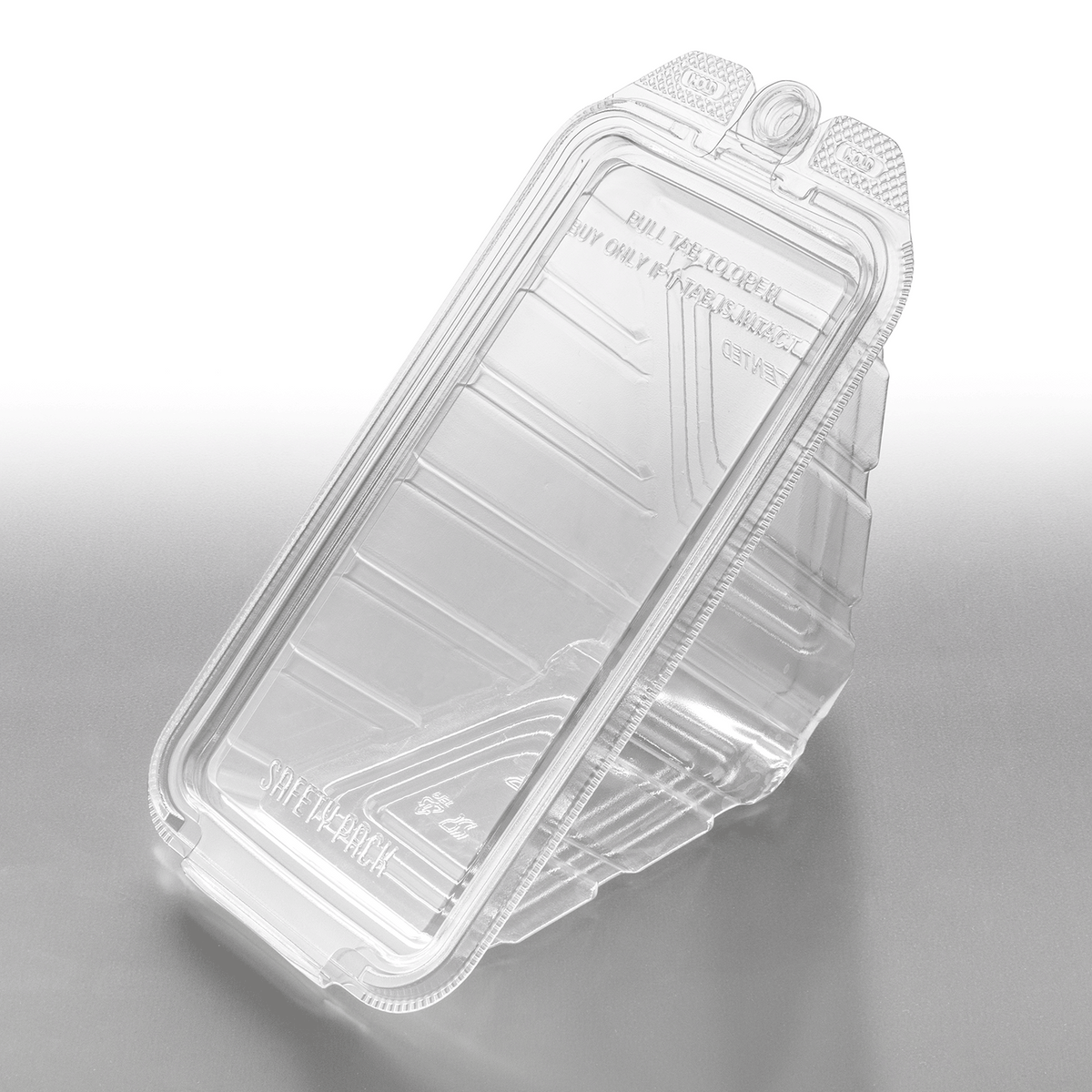 [200 ct] 17oz PET Tamper Resistant Hinged Sandwich Wedge Container, Clear