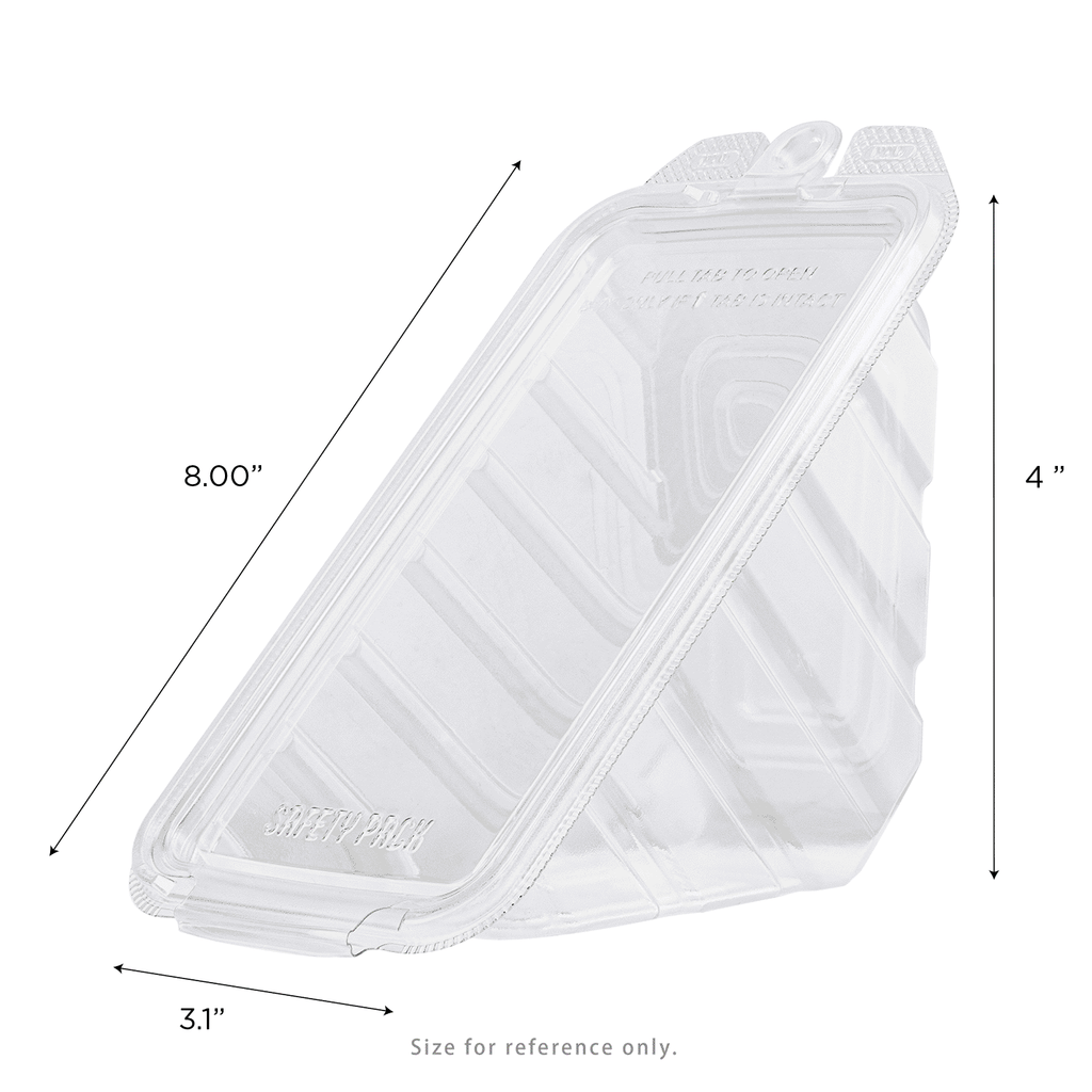 [200 ct] 17oz PET Tamper Resistant Hinged Sandwich Wedge Container, Clear