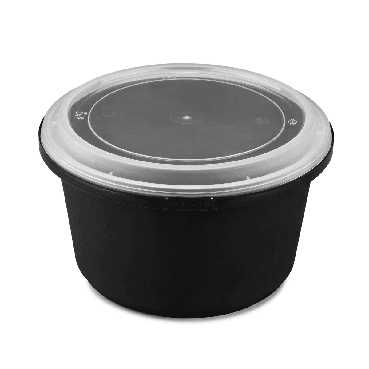 [150 sets] 52 oz PP Tamper Resistant Injection Molded Microwaveable Black Food Container w/Clear lid