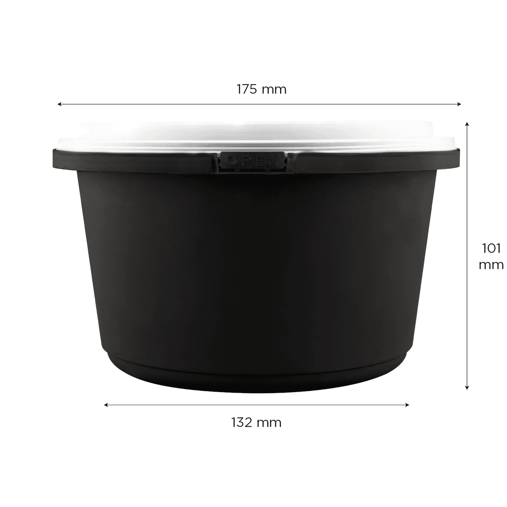[150 sets] 52 oz PP Tamper Resistant Injection Molded Microwaveable Black Food Container w/Clear lid