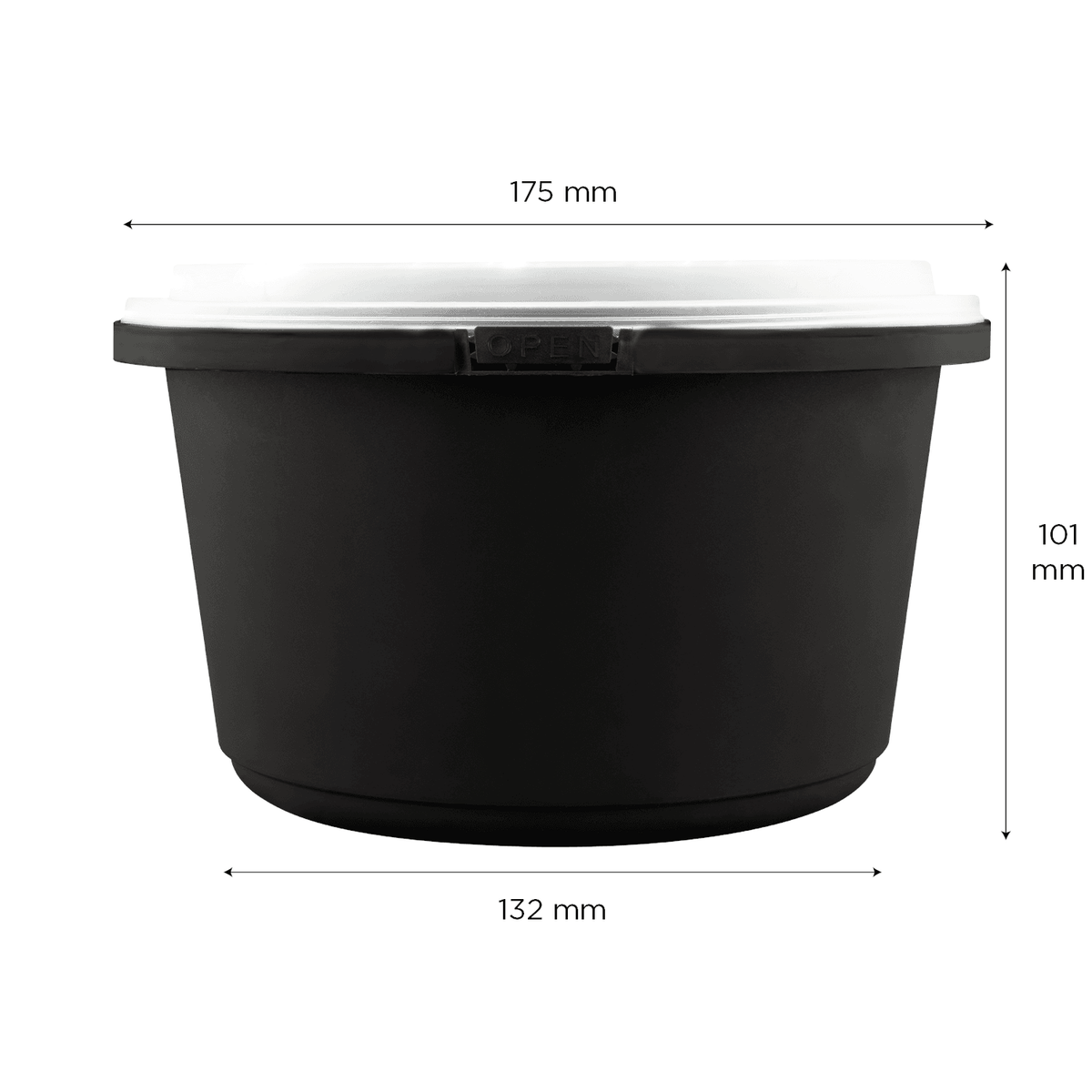 [150 sets] 52 oz PP Tamper Resistant Injection Molded Microwaveable Black Food Container w/Clear lid