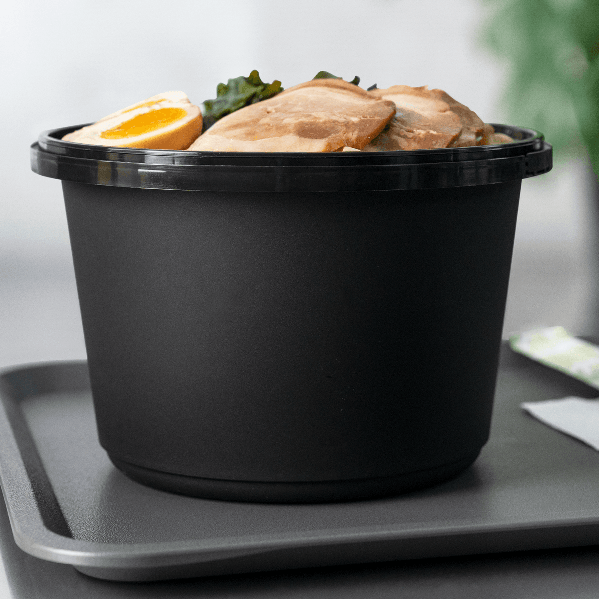 [150 sets] 60 oz PP Tamper Resistant Injection Molded Microwaveable Black Food Container w/Clear lid