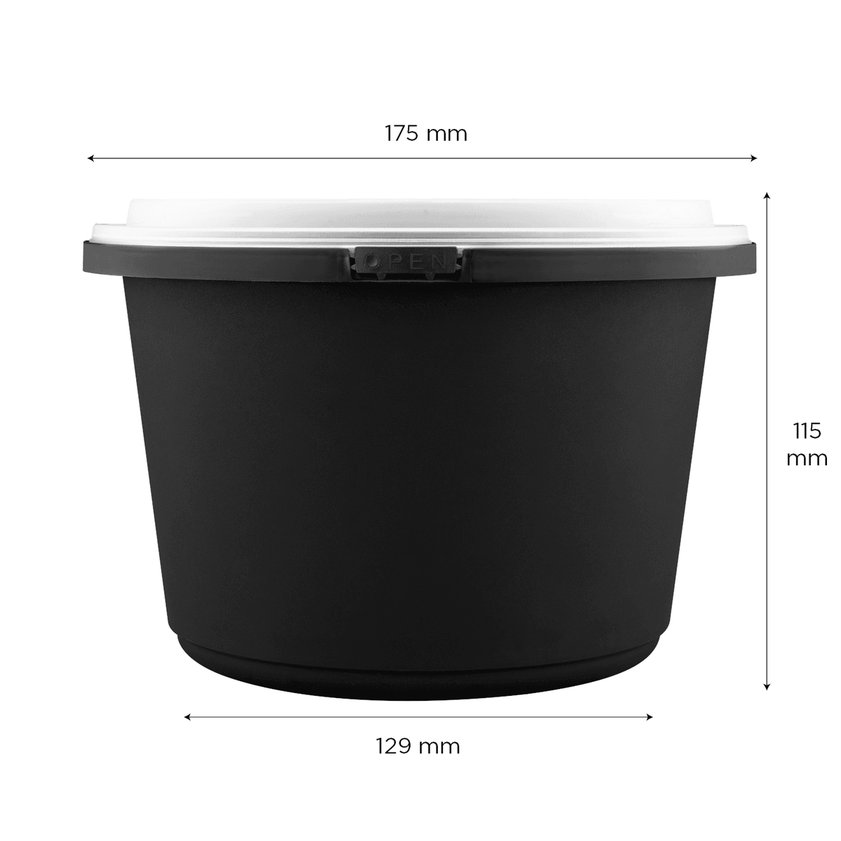 [150 sets] 60 oz PP Tamper Resistant Injection Molded Microwaveable Black Food Container w/Clear lid