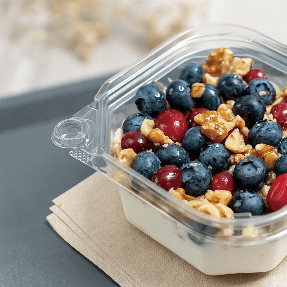 [400 ct] 12 oz PET Tamper Resistant Square Container, Clear