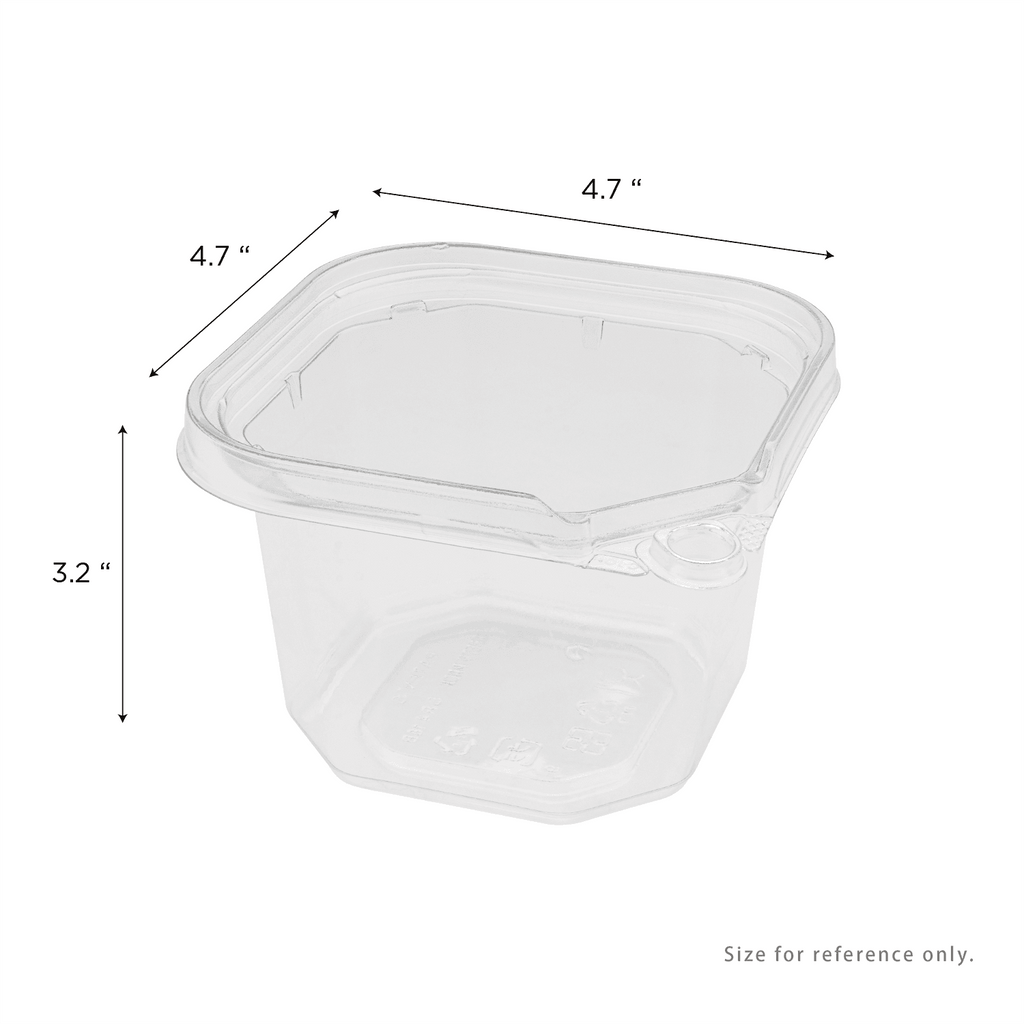 [400 ct] 16 oz PET Tamper Resistant Square Container, Clear