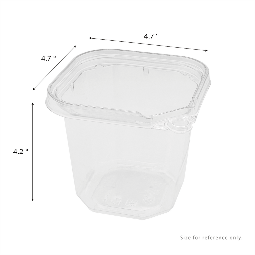 [400 ct] 24 oz PET Tamper Resistant Square Container, Clear