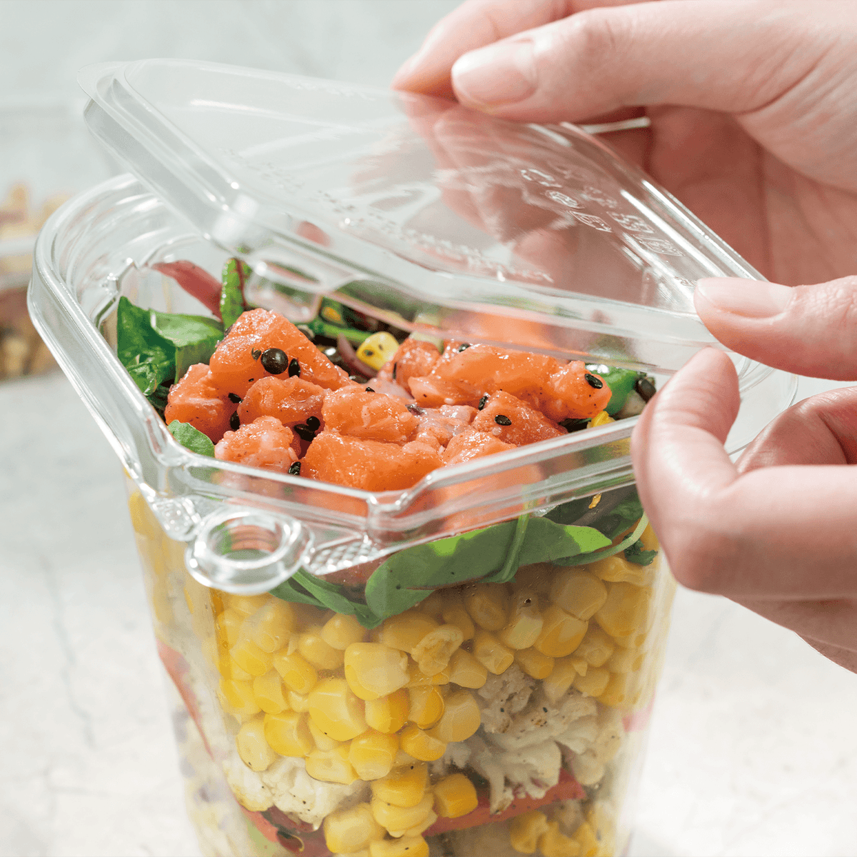 [400 ct] 32 oz PET Tamper Resistant Square Container, Clear