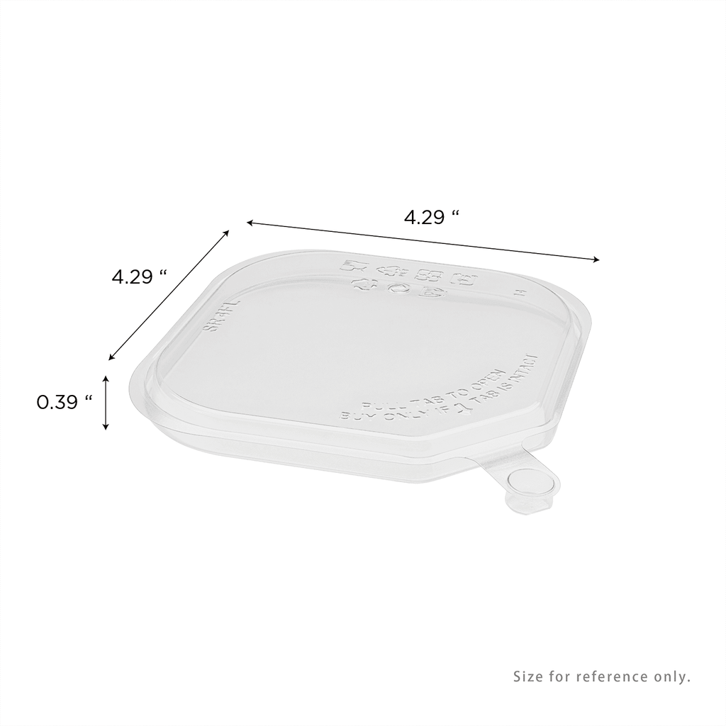 [400 ct] 109 mm PET Flat Lid for 8-32 oz PET Tamper Resistant Square Container, Clear