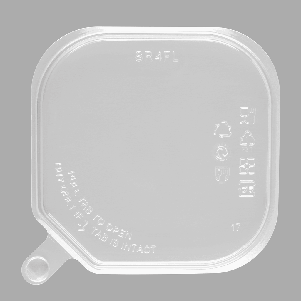 [400 ct] 109 mm PET Flat Lid for 8-32 oz PET Tamper Resistant Square Container, Clear