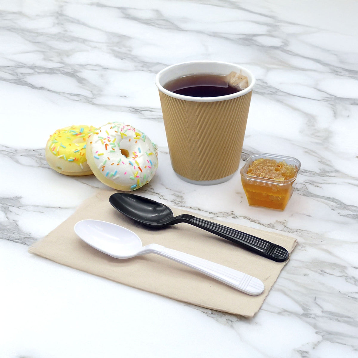 [1,000 ct] PP Plastic Premium Extra Heavy Weight Tea Spoons, White