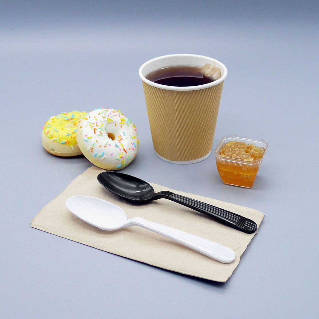 [1,000 ct] PP Plastic Premium Extra Heavy Weight Tea Spoons, Black