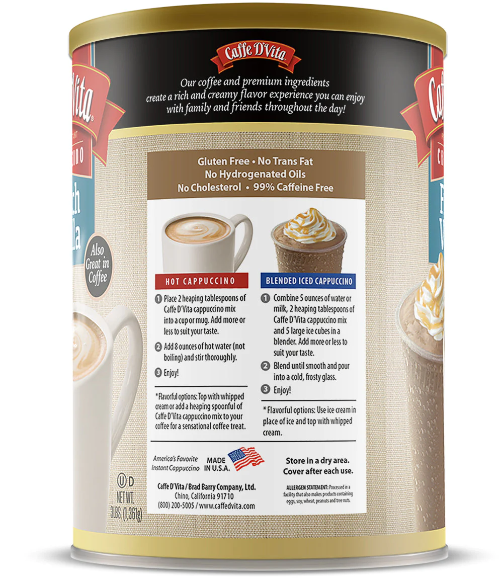 Caffe D'Vita French Vanilla Cappuccino - Can (3 lb)